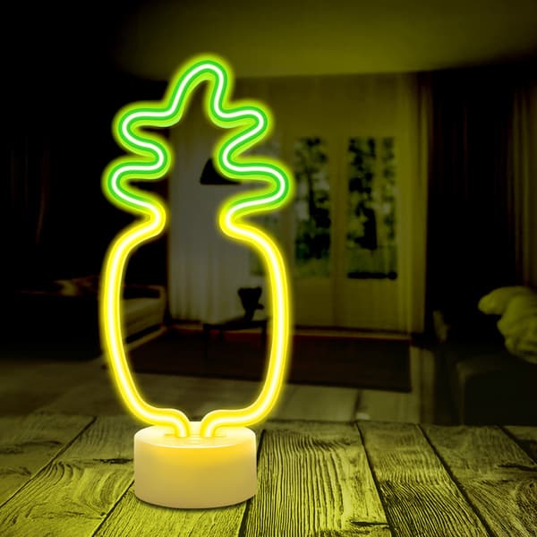 Neon LED på stativ PINEAPPLE orange grön USB-C FSC-12 Forever Light