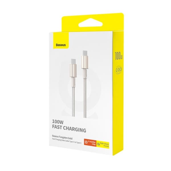 Baseus Tungsten guld Snabbladdningsdatakabel Typ-C till Typ-C 100W 1m Titanium Galaxy guld