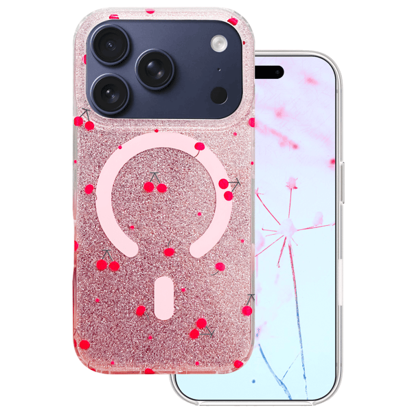 Cherry Mag skal för iPhone 17 Pro / 18 Pro glitter