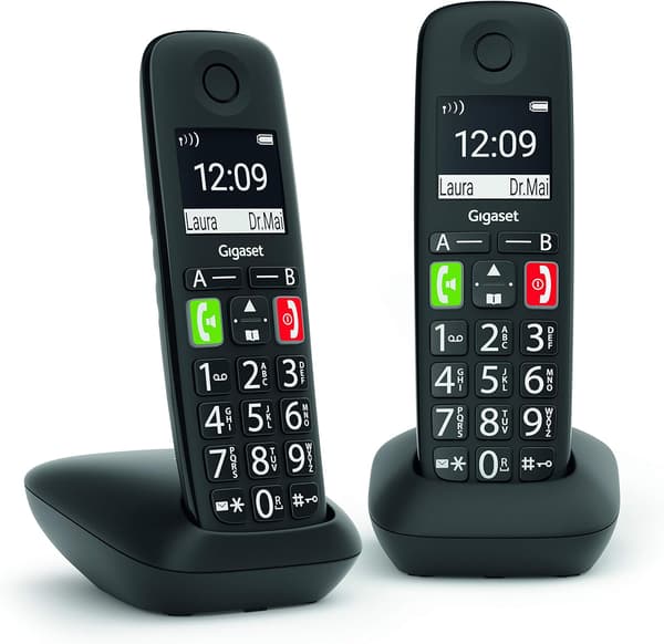 Gigaset E290 Duo trådlös telefon Ingen nummervisning svart