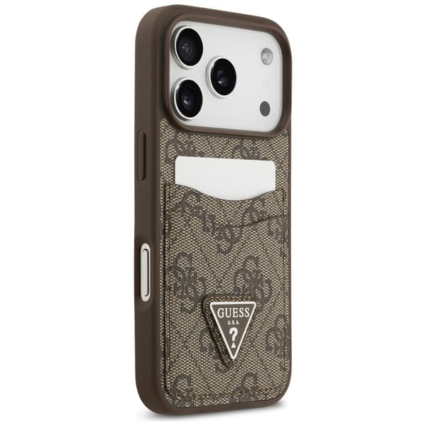Guess 4G Double Card Triangle-fodral för iPhone 17 Pro brun