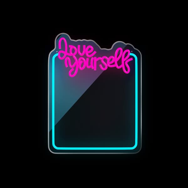 Neon SPEGEL LED ÄLSKA DIG SJÄLV turkos rosa FMNE01 Forever Light