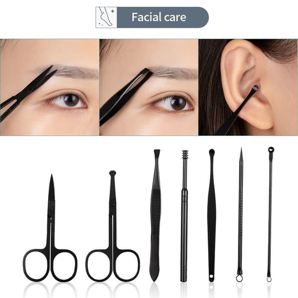 Nagelsats (23 stycken) manikyr kit pedikyr|svart
