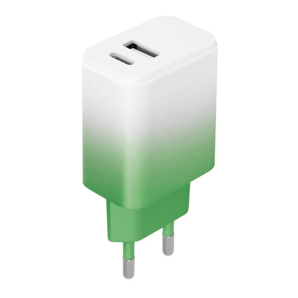 Setty laddare USB + USB-C 20W LSIG-AC-20 mint-vit gradient vit