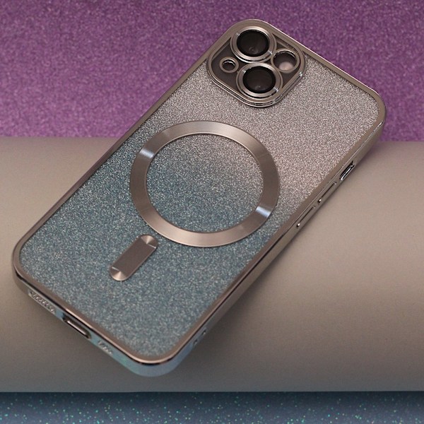 Glitter Chrome Mag-fodral för iPhone 15 plus silvergradient silver