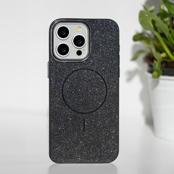 Glitter Thin Mag-skal för iPhone 16 Pro Max 6,9\" svart