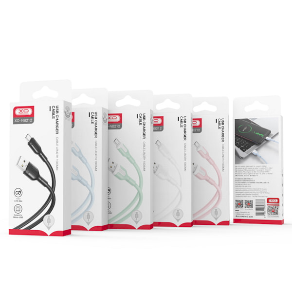 2 st XO NB212 USB - Lightning-kabel 1,0 m 2,1A vit