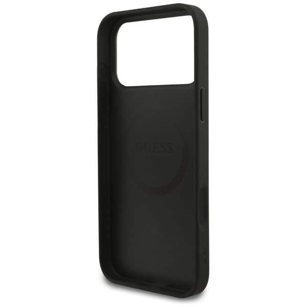 Guess Grained Ring MagSafe-fodral för iPhone 17 Pro Max svart
