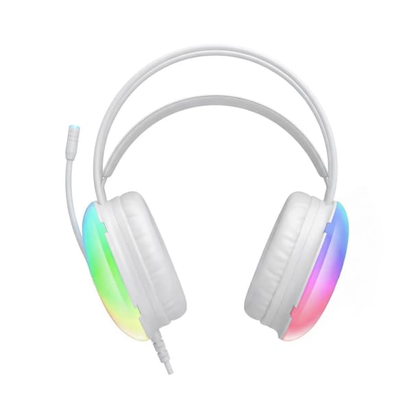XO trådbundna hörlurar GE11 jack 3,5mm - USB-A vit RGB mikrofon
