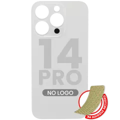 Baksida i glas med 3M-lim för iPhone 14 Pro (ingen logotyp / stort kamerahål) (silver)