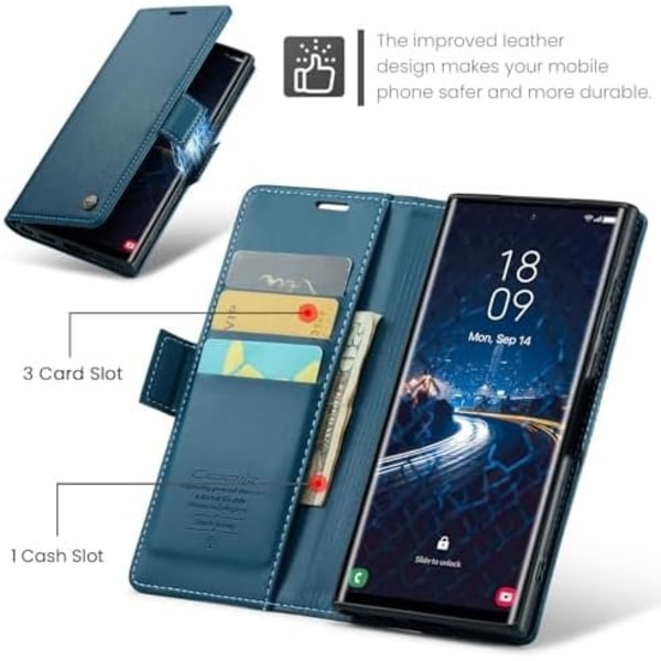 Läderfodral caseme 0013 för Samsung S24 ultra grön grön
