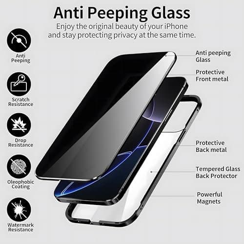 Sekretess dubbelt magnetiskt Skal för iPhone 16 Pro – Blå