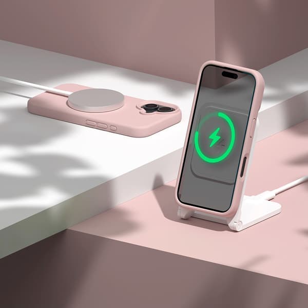 Etteri Silikon Mag skal för iPhone 16e / 17e ljusrosa rosa