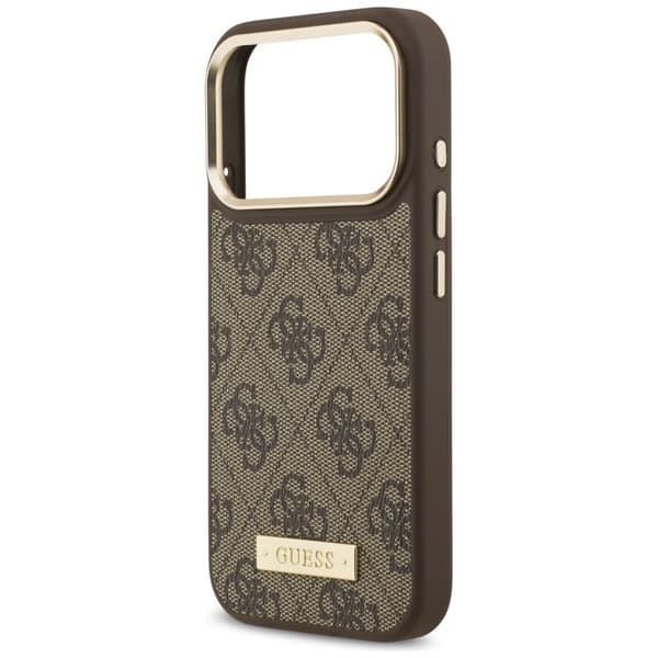 Guess 4G Logo Plate MagSafe fodral för iPhone 17 Pro brun brun