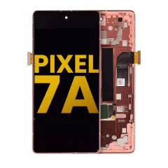 OLED-enhet med ram (med fingeravtryckssensor) för Google Pixel 7a 5G (renoverad) (korall)