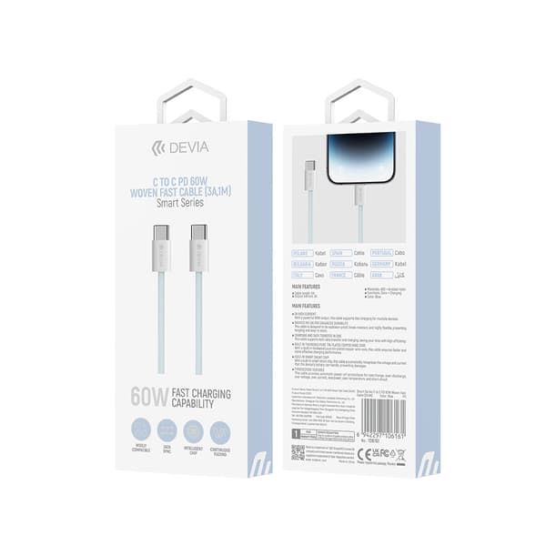Devia kabel Smart EC325 PD USB-C - USB-C 1,0 m 60W 3A blå blå