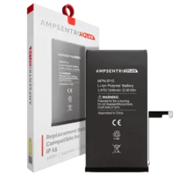 Ersättningsbatteri för iPhone 15 (AmpSentrix Plus)