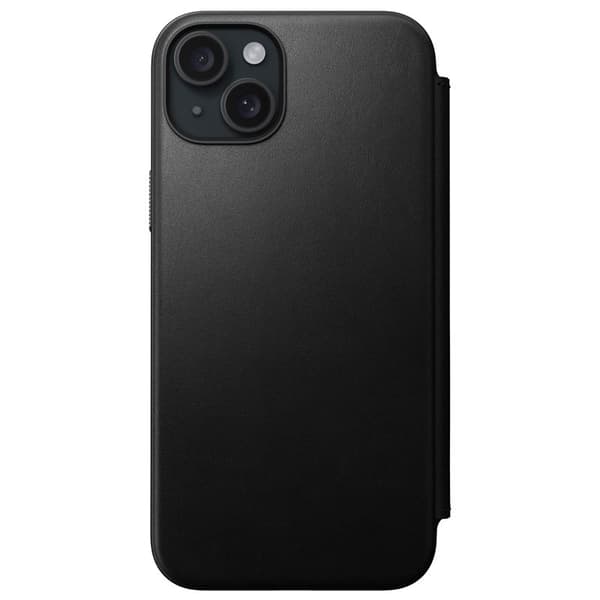 Nomad Modern Leather Folio-fodral för iPhone 15 Plus 6,7\" svart