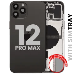 Baksida med smådelar för iPhone 12 Pro Max (EU / Global version) (Begagnad OEM-dragning: Klass A) (Grafit) svart