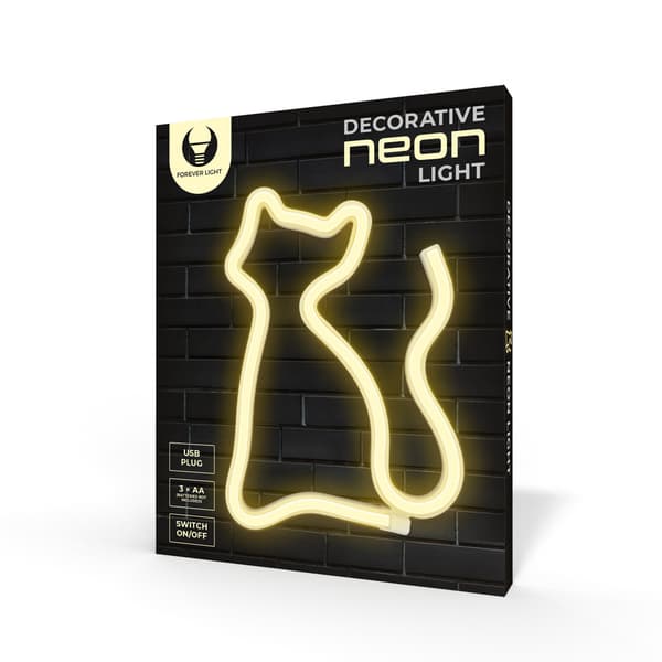 Neon LED-ljus KATT varmvit Fladdermus + USB FLNE03 Forever Light