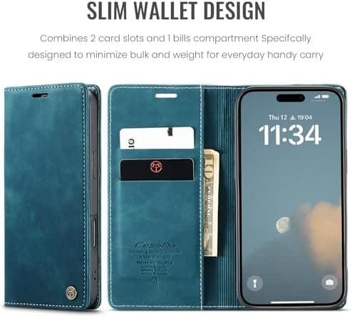 CaseMe 0013 Läderplånboksfodral för iPhone 16 grön