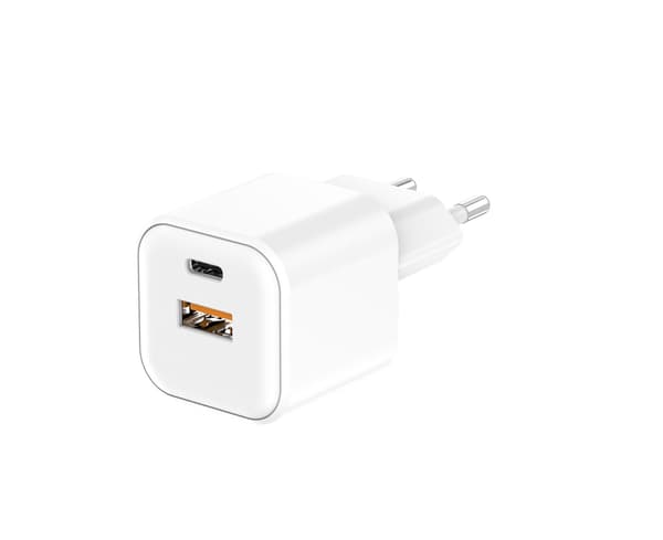 Setty väggladdare USB-A + USB-C 20W LSGaN-AC-200 vit vit