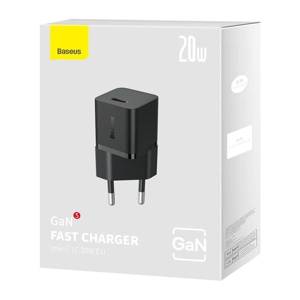 Baseus väggladdare GaN5 Mini PD 20W 1x USB-C svart svart