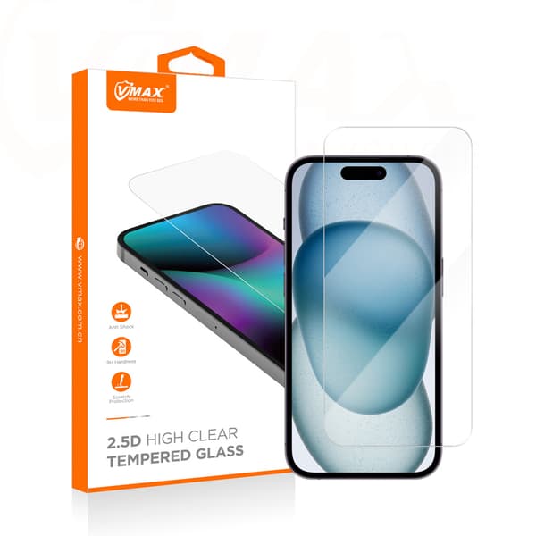 Vmax härdat glas 2,5D Normalt klart glas för iPhone 16 Plus 6,7\"