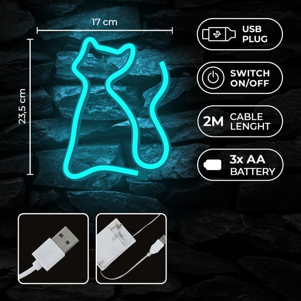 Neon LED Lamp CAT turquoise NNE24 Neolia