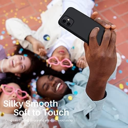 Lyxigt flytande silikonskal för iPhone 14 Pro Max, svart
