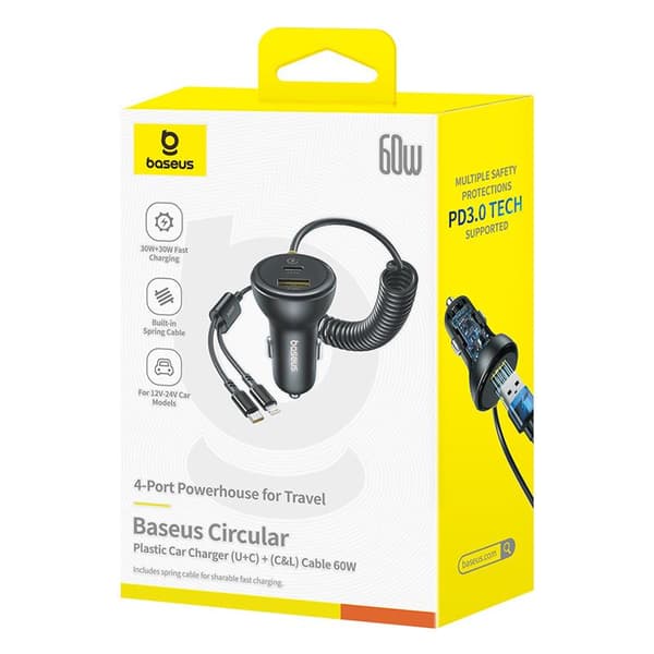 Baseus PD billaddare 1x USB-C - USB-port 60W svart