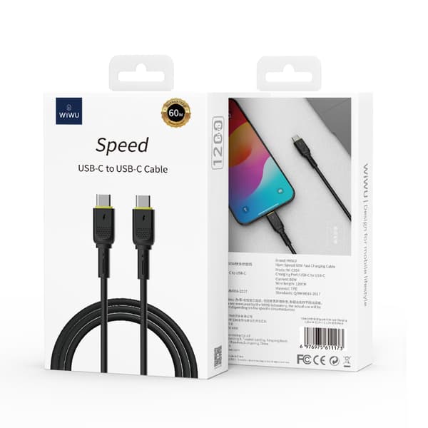WIWU 60W Speed-kabel Wi-C034 C-C svart