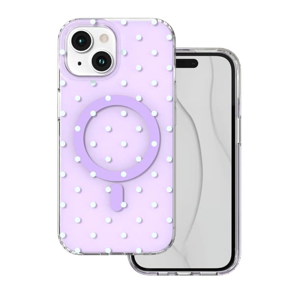 Bubble Dots Mag skal för iPhone 15 lila