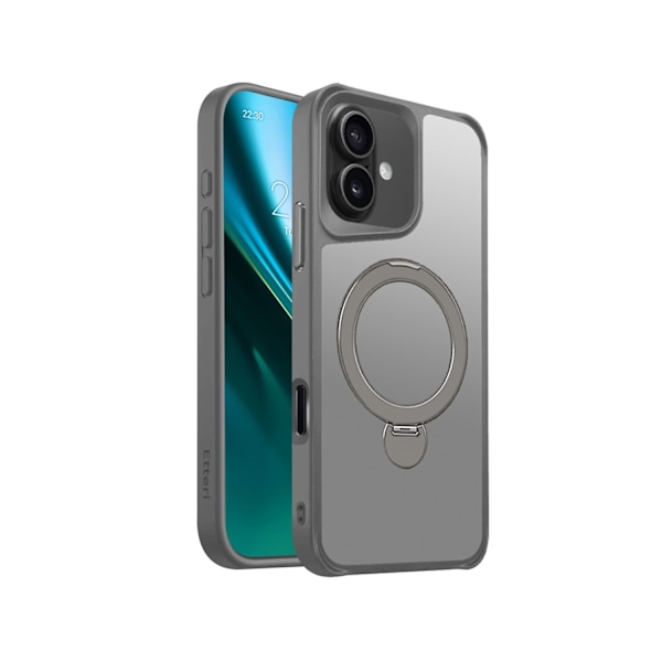 Etteri Matt Mag Ring-fodral för iPhone 16 grå grå