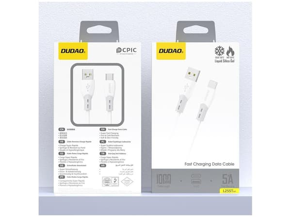 Dudao L25ST USB-A to USB-C 1m vit vit