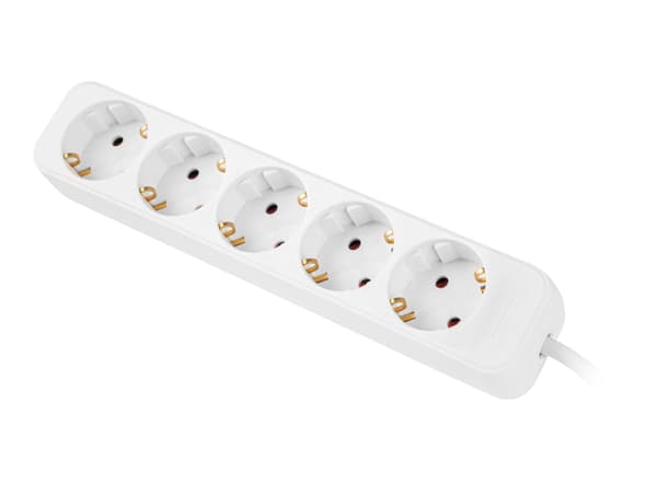 Lanberg Grenuttag 5-kontakt 10A vit 3m vit