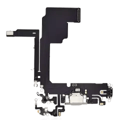 Laddningsport Flexkabel för iPhone 15 Pro (Premium) (Vit Titan)