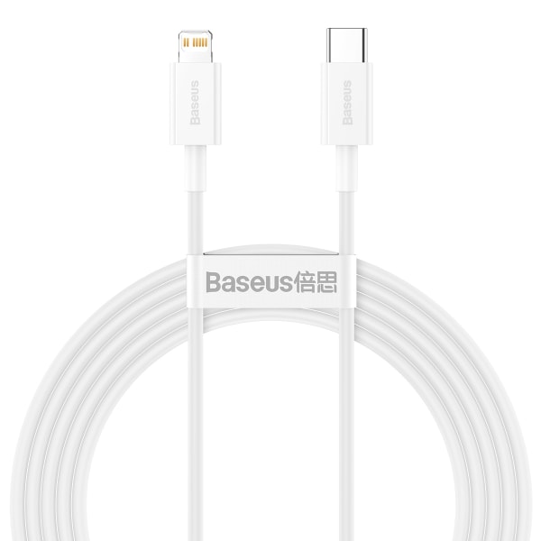 Baseus laddkabel USB-C - Lightning 2,0m 20W - vit vit