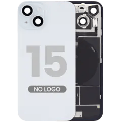 Baksida i glas med MagSafe-magnet & NFC & ficklampsflex för iPhone 15 (ingen logotyp) (eftermarknad) (blå)