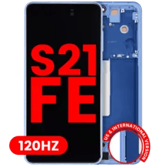 OLED-enhet med ram för Samsung Galaxy S21 FE 5G (USA & internationell version) (Eftermarknad Plus) (120Hz) (Blå)