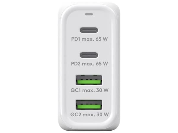 Goobay 4-portars USB GaN-laddare 65W PD vit vit