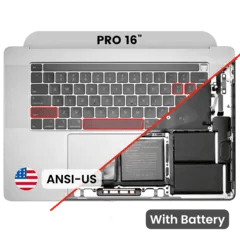 Toppfodral med batteri och tangentbord (ANSI US) för MacBook Pro 16\" A2141 (2019) (OEM Ny) (Silver) silver