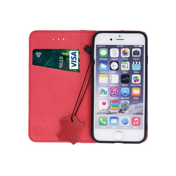 Äkta läder Smart Pro för iPhone 17 maroon