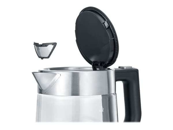 SEVERIN Elkedel 1liter 2.2kW Glas/rustfrit stål/svart svart