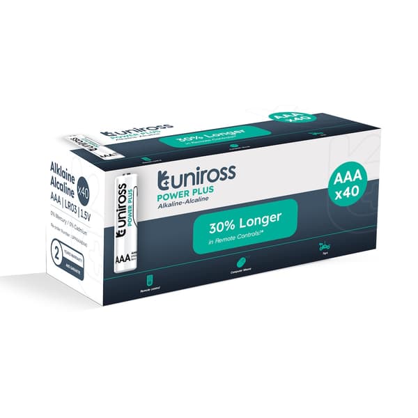 Uniross Power Plus AAA / LR3 Standardbatterier 1100mAh, 40 st.