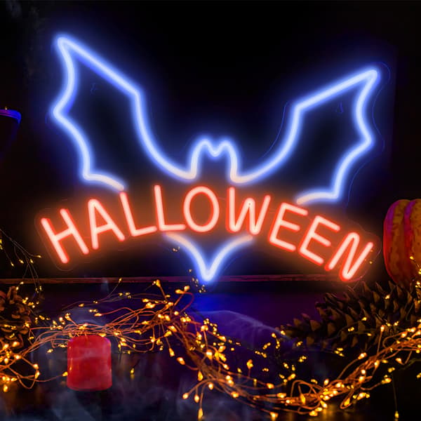 Neon PLEXI LED HALLOWEEN blå röd NNE17 Neolia