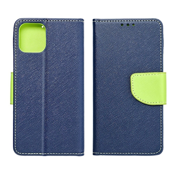 Fancy Book case for IPHONE 12 / 12 PRO navy/lime blå