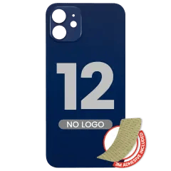 Bakglas med 3M-lim för iPhone 12 (ingen logotyp / stort kamerahål) (blå) blå
