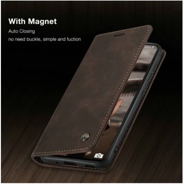 Läderfödral caseme 0013 för  Samsung A13 mörkbrun mörkbrun