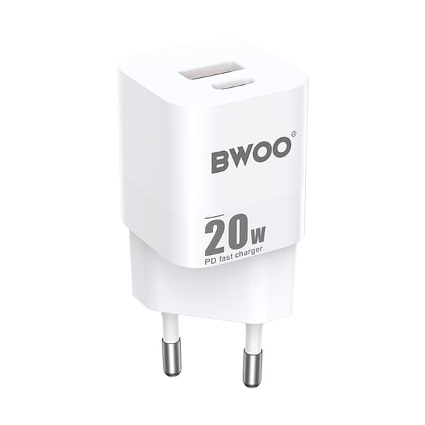 BWOO CDA156 PD väggladdare 1x USB-C 1x USB 20W vit